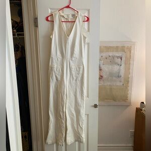 J. Crew White Denim Jumpsuit